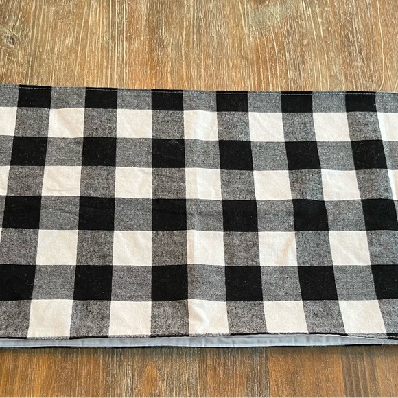 HALLOW’S EVE BLACK AND WHITE LARGE CHECK/GINGHAM TABLR RUNNER, 88x16” - Picture 3 of 6